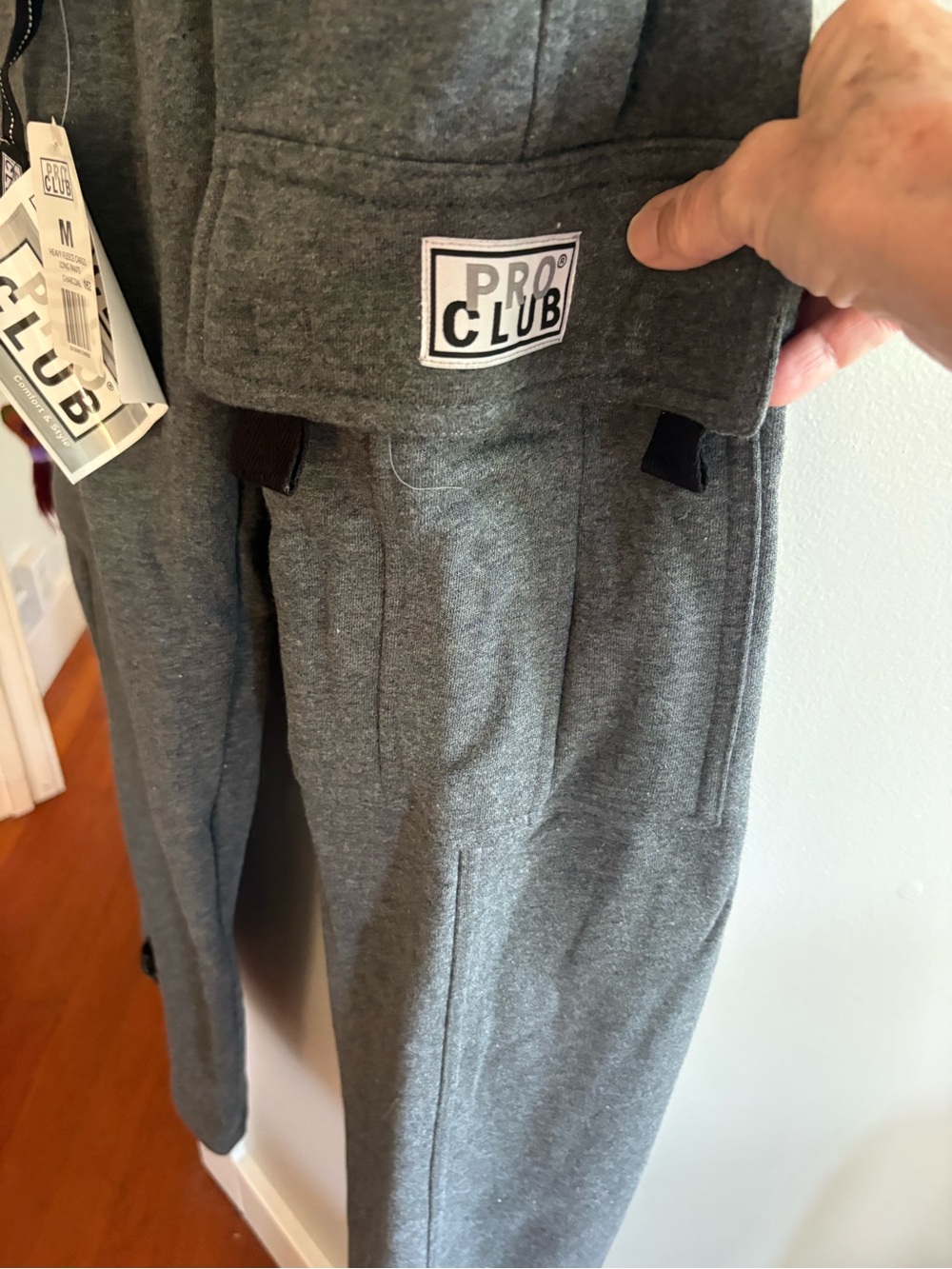 Men's Charcoal Cargo Joggers with Drawstring Waist - Picture 4 of 4
